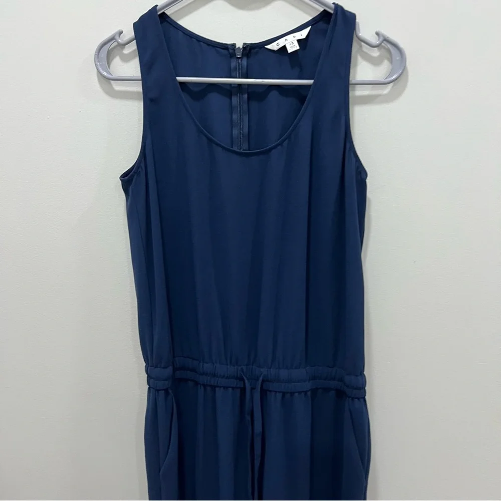 CAbi Navy Blue Sleeveless Drawstring Jumpsuit - Picture 3 of 12